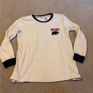 Dearfoams Cream and Blue Pajama Top